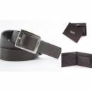 Brown Belt + Black Leather Wallet + Free Men's Bariho Watch